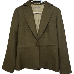 ANN TAYLOR Green 100% Wool one button Women’s Jacket Sz 10